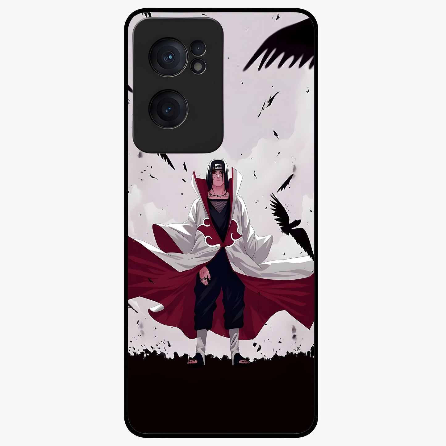Crimson Crow Ascension Glass Case for 1+Nord CE 2  powerful front view featuring crow artwork with dark crimson background