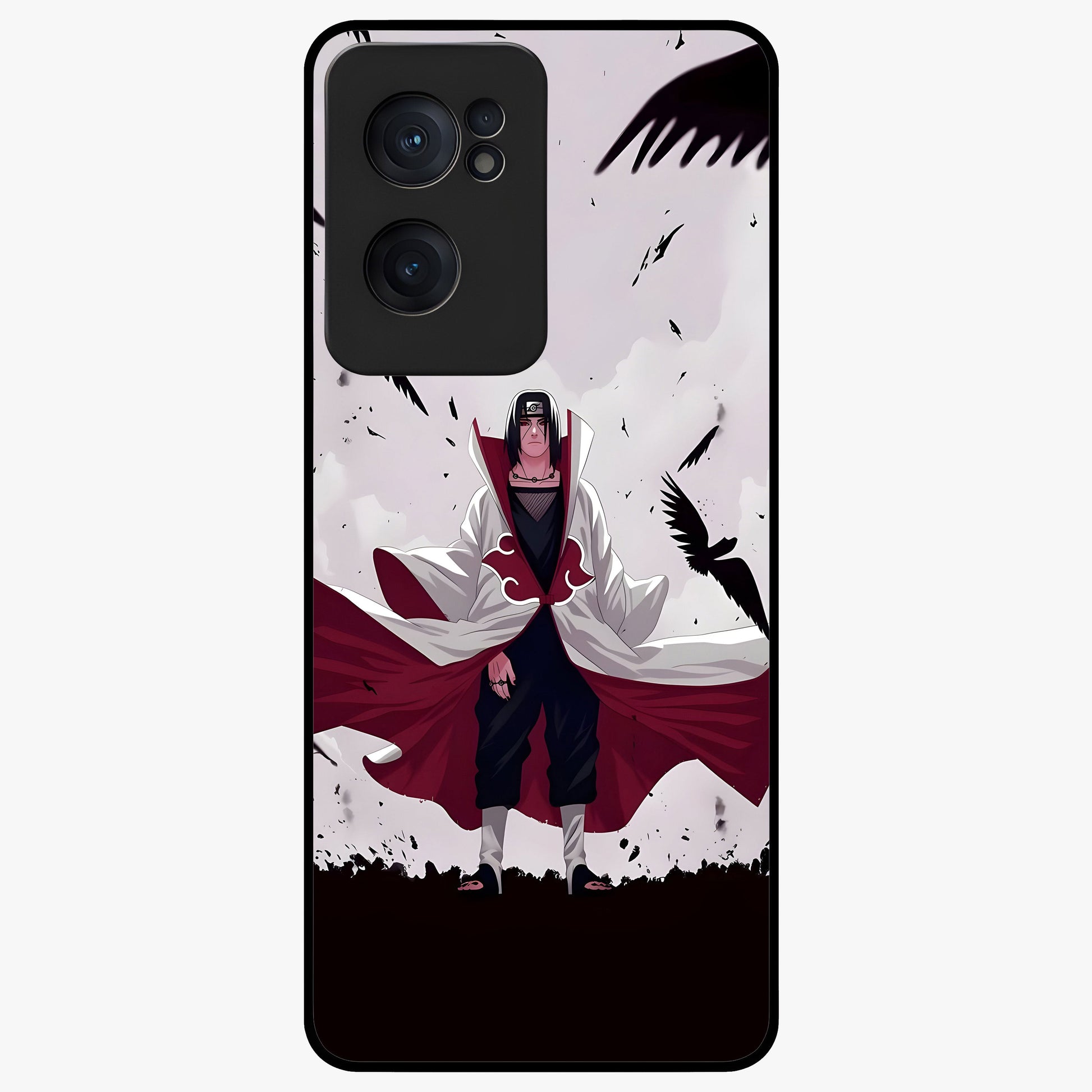 Crimson Crow Ascension Glass Case for 1+Nord CE 2  powerful front view featuring crow artwork with dark crimson background