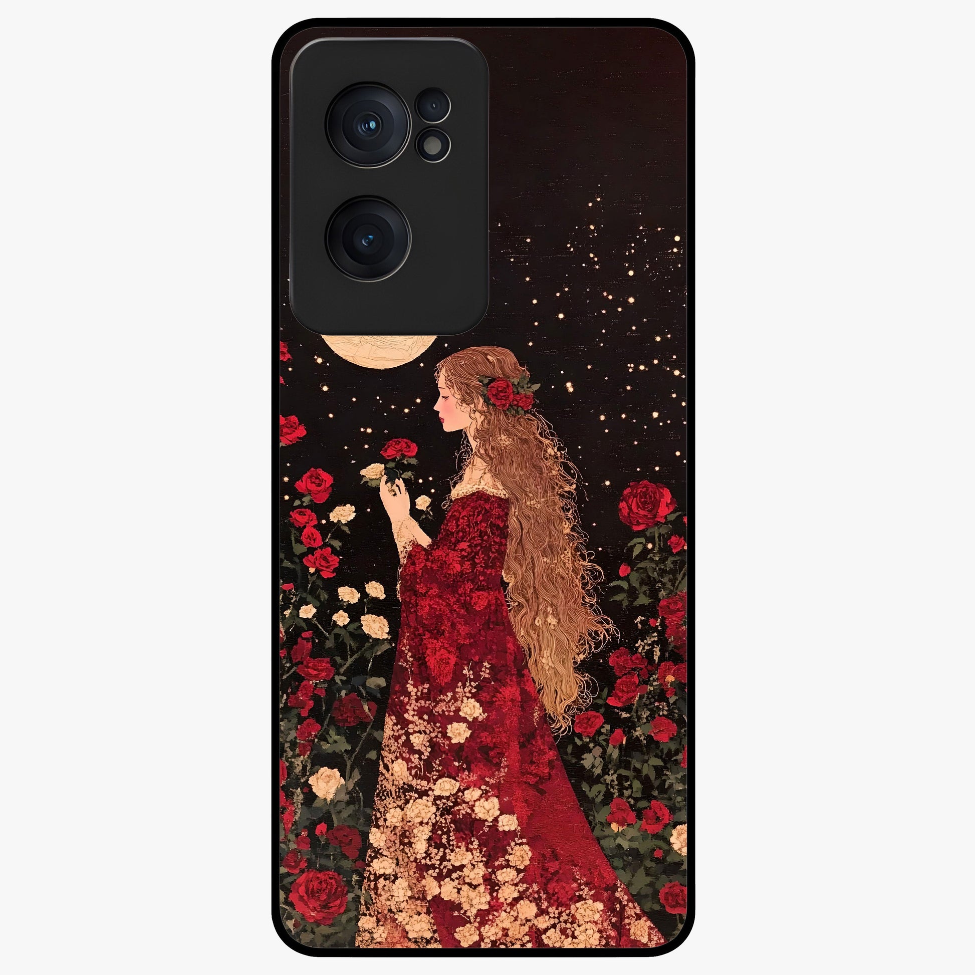 Crimson Dreams Glass Case for 1+Nord CE 2  elegant front view featuring rich red artistic artwork