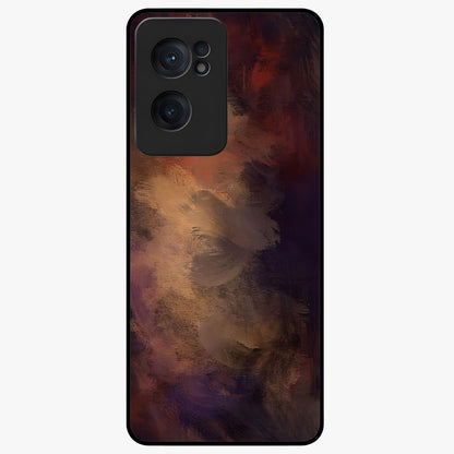 Crimson Dusk Whirl Glass Case for 1+Nord CE 2  dramatic front view featuring swirling dusk inspired crimson artwork