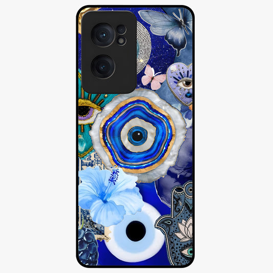 Crimson Evil Eye Charm Glass Case for 1+Nord Ce 2  bold front view featuring protective evil eye artwork in deep red tones