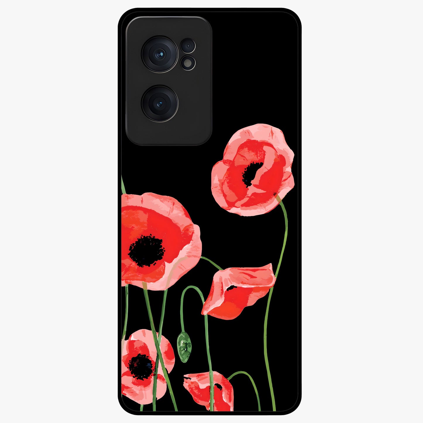 Crimson Garden Dream Glass Case for 1+Nord CE 2  romantic front view featuring rich red floral garden artwork