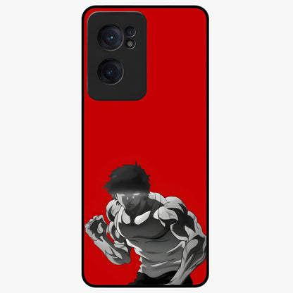 Crimson Power Rush Glass Case for 1+Nord CE 2  bold front view featuring dynamic red abstract motion artwork