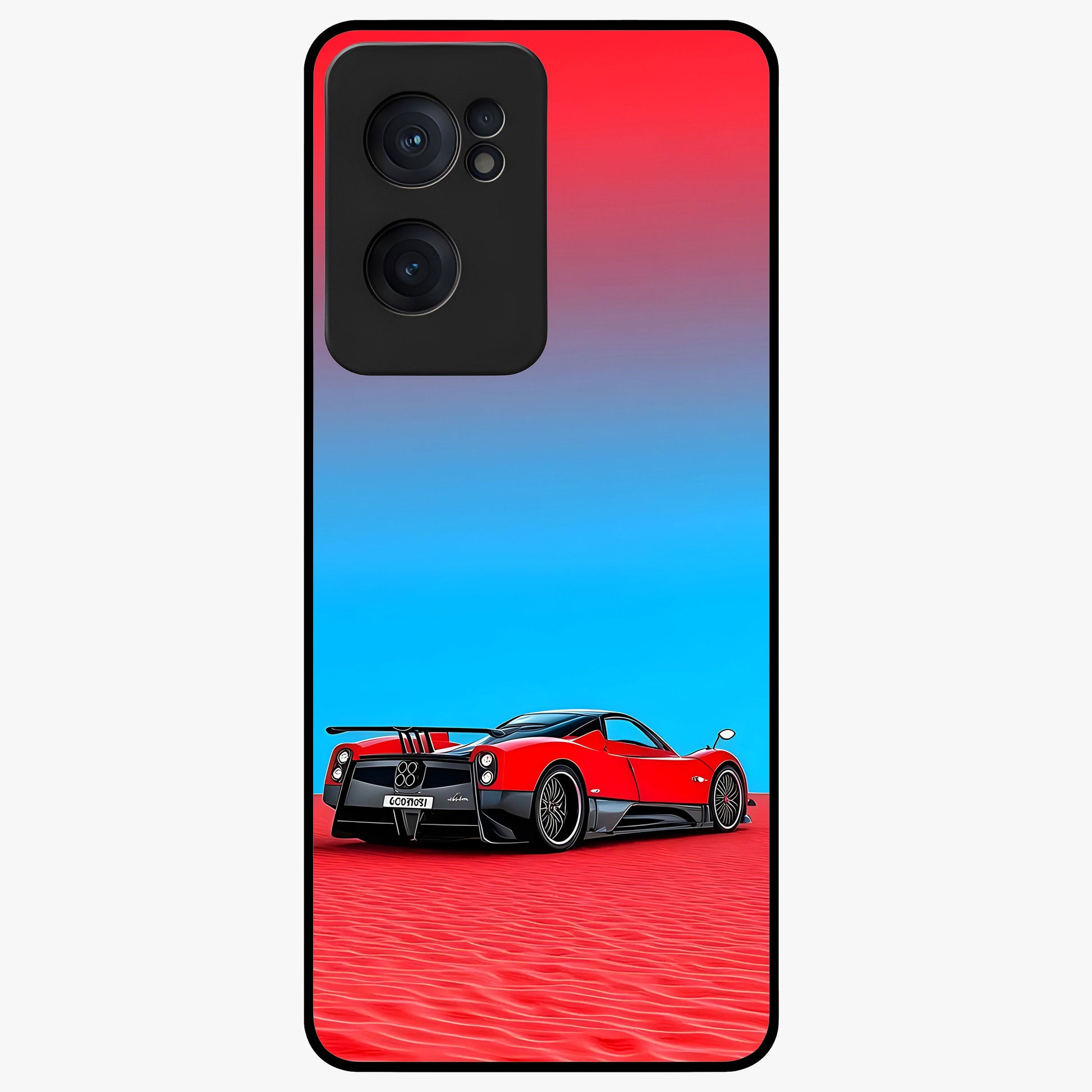 Crimson Speed Mirage Glass Case for 1+Nord CE 2  sleek front view featuring racing inspired red motion artwork