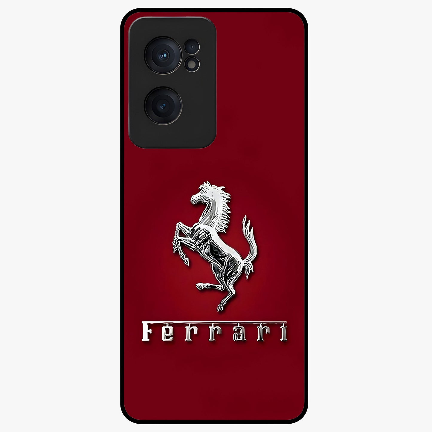 Crimson Stallion Prestige Glass Case for 1+Nord CE 2  powerful front view featuring majestic stallion artwork in crimson tones