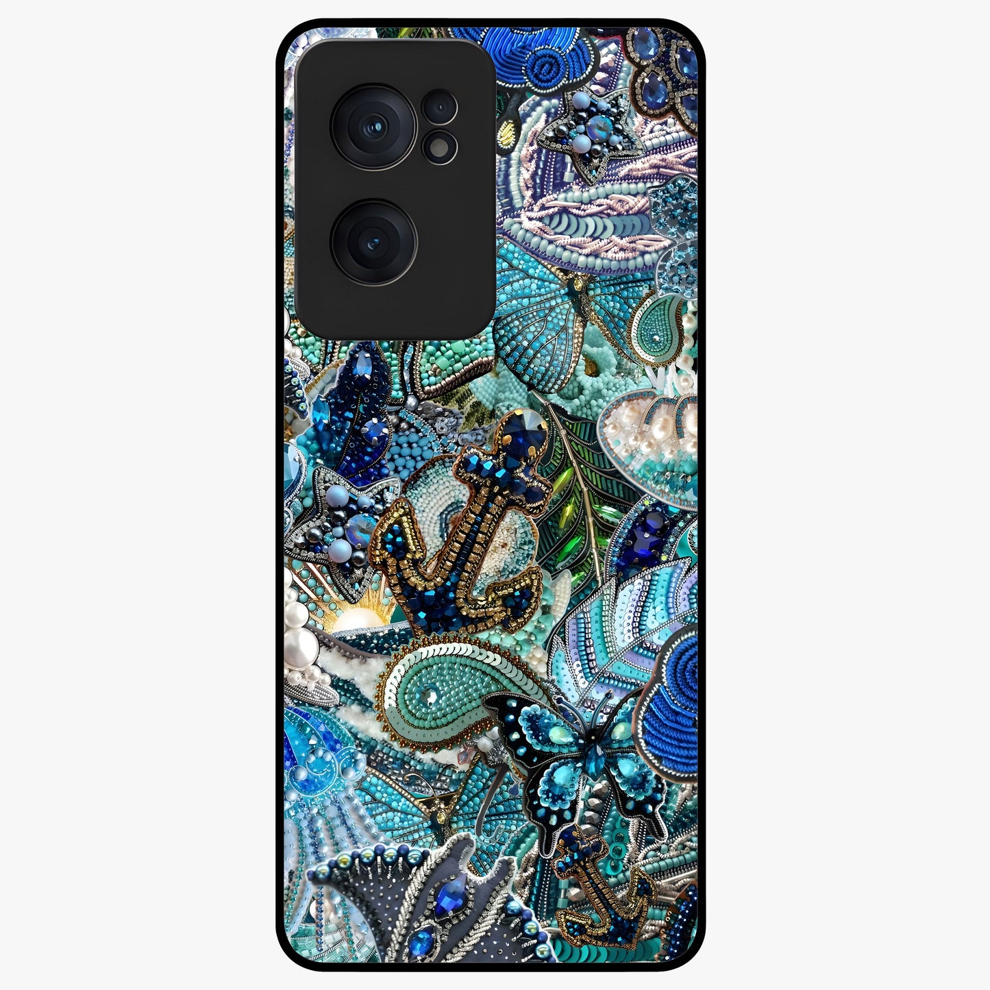 Crystal Ocean Magic Glass Case for 1+Nord CE 2  vibrant front view featuring sparkling ocean inspired artwork