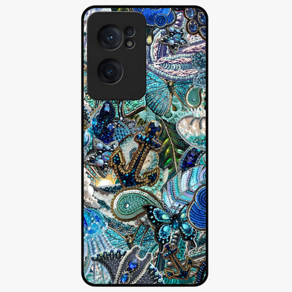 Crystal Ocean Magic Glass Case for 1+Nord CE 2  vibrant front view featuring sparkling ocean inspired artwork