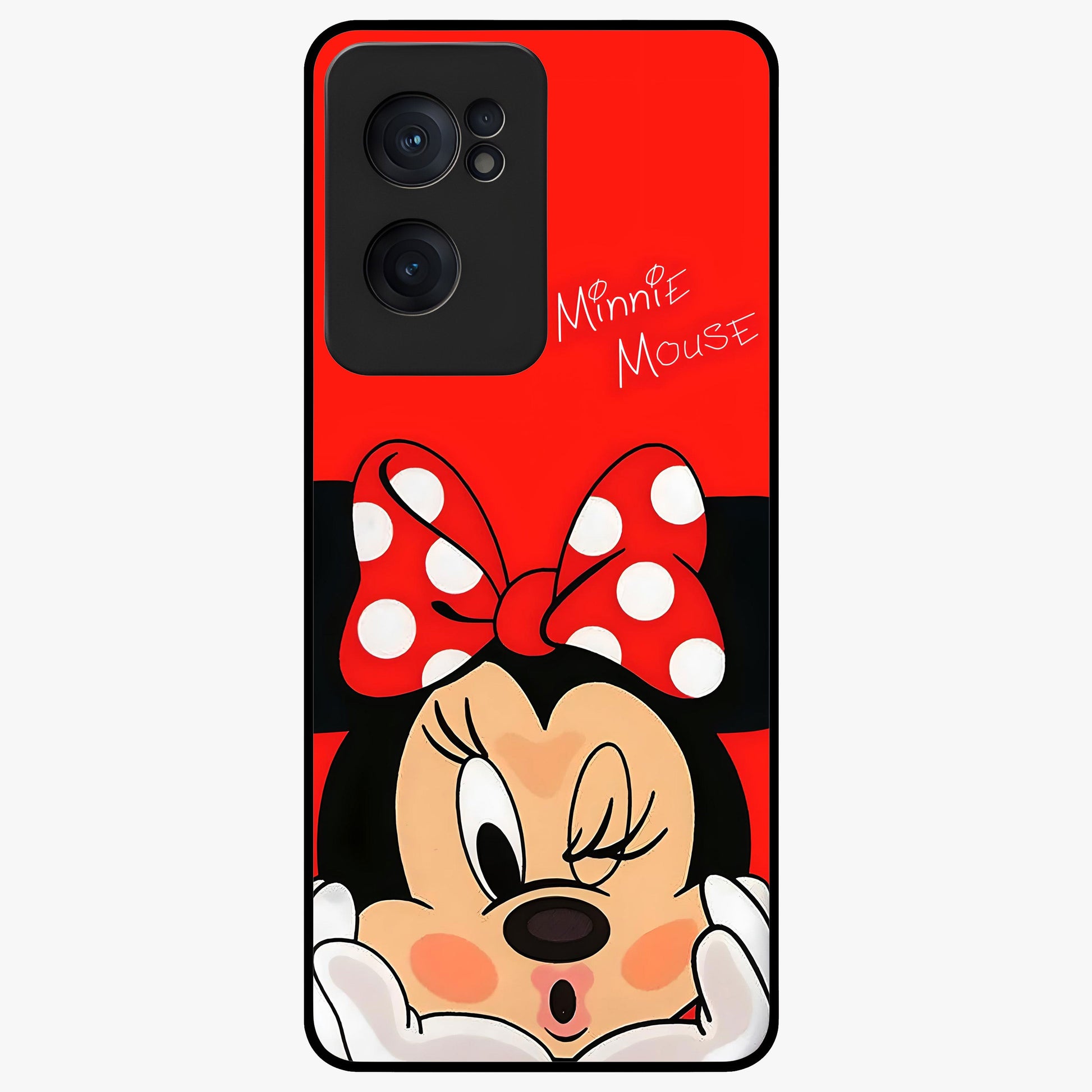Cute Minnie Love Glass Case for 1+Nord Ce 2  adorable front view featuring playful cartoon love themed artwork