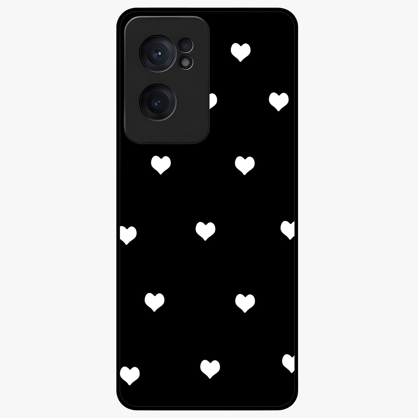 Cute Simple White Hearts Glass Case for 1+Nord Ce 2  powerful front view featuring dark ascension themed artwork