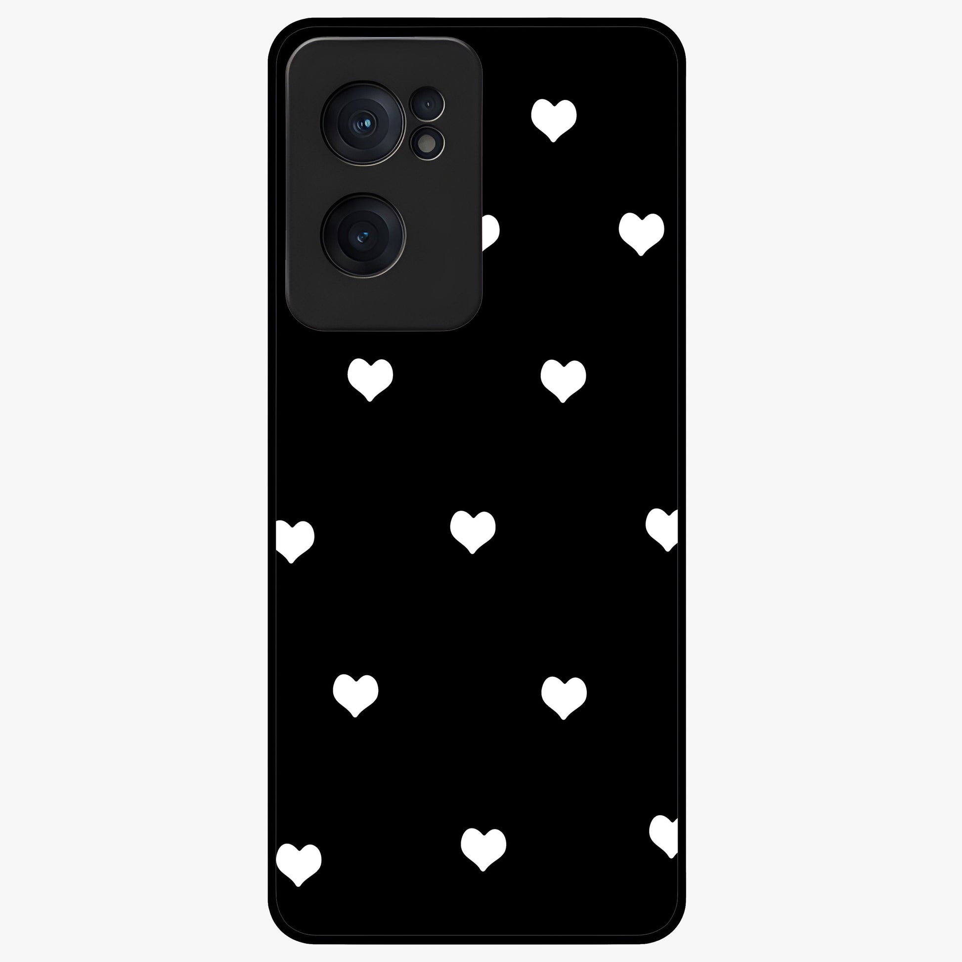 Cute Simple White Hearts Glass Case for 1+Nord Ce 2  powerful front view featuring dark ascension themed artwork