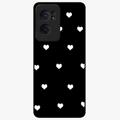 Cute Simple White Hearts Glass Case for 1+Nord Ce 2  powerful front view featuring dark ascension themed artwork