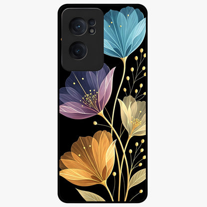Delicate Multicolor Flowers Glass Case for 1+Nord CE 2  vibrant front view featuring soft multicolor floral artwork