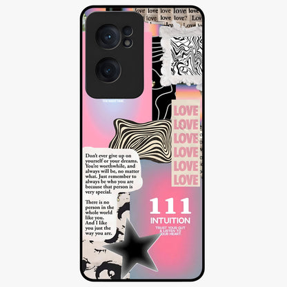 Divine Love Vibes Glass Case for 1+Nord CE 2  soft front view featuring romantic artistic typography design