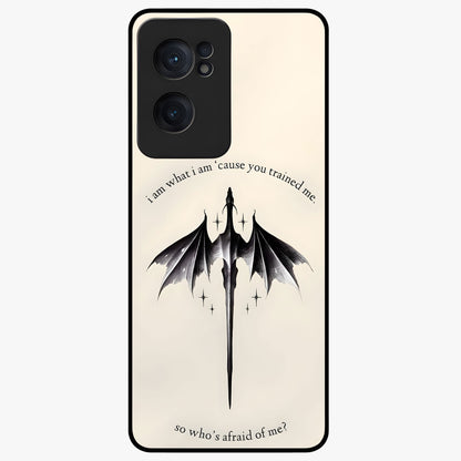 Dragon Quote Art Glass Case for 1+Nord CE 2  bold front view featuring dragon illustration with motivational quote artwork