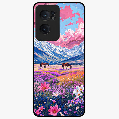 Dreamy Floral Pastures Glass Case for 1+Nord CE 2  soft front view featuring pastel floral meadow artwork