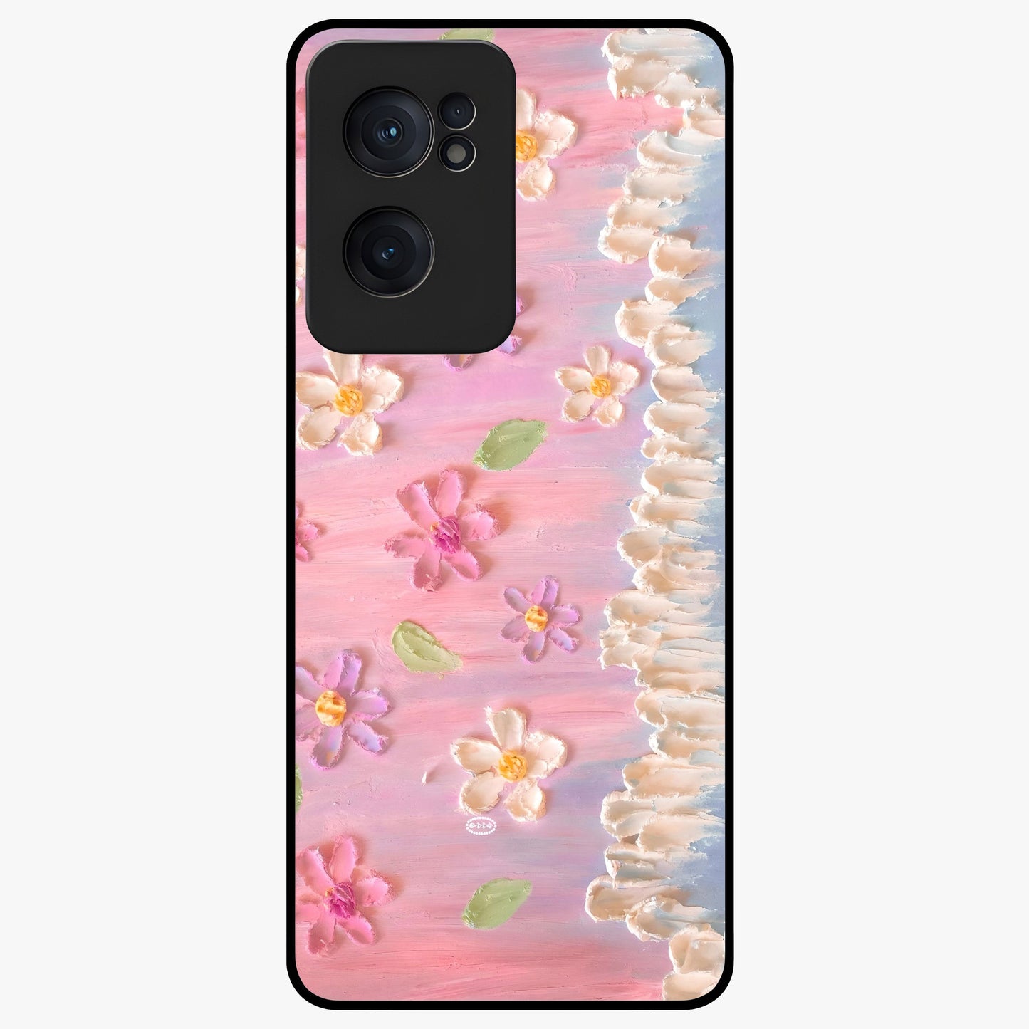 Dreamy Painted Garden Glass Case for 1+Nord CE 2  artistic front view featuring hand painted floral garden artwork