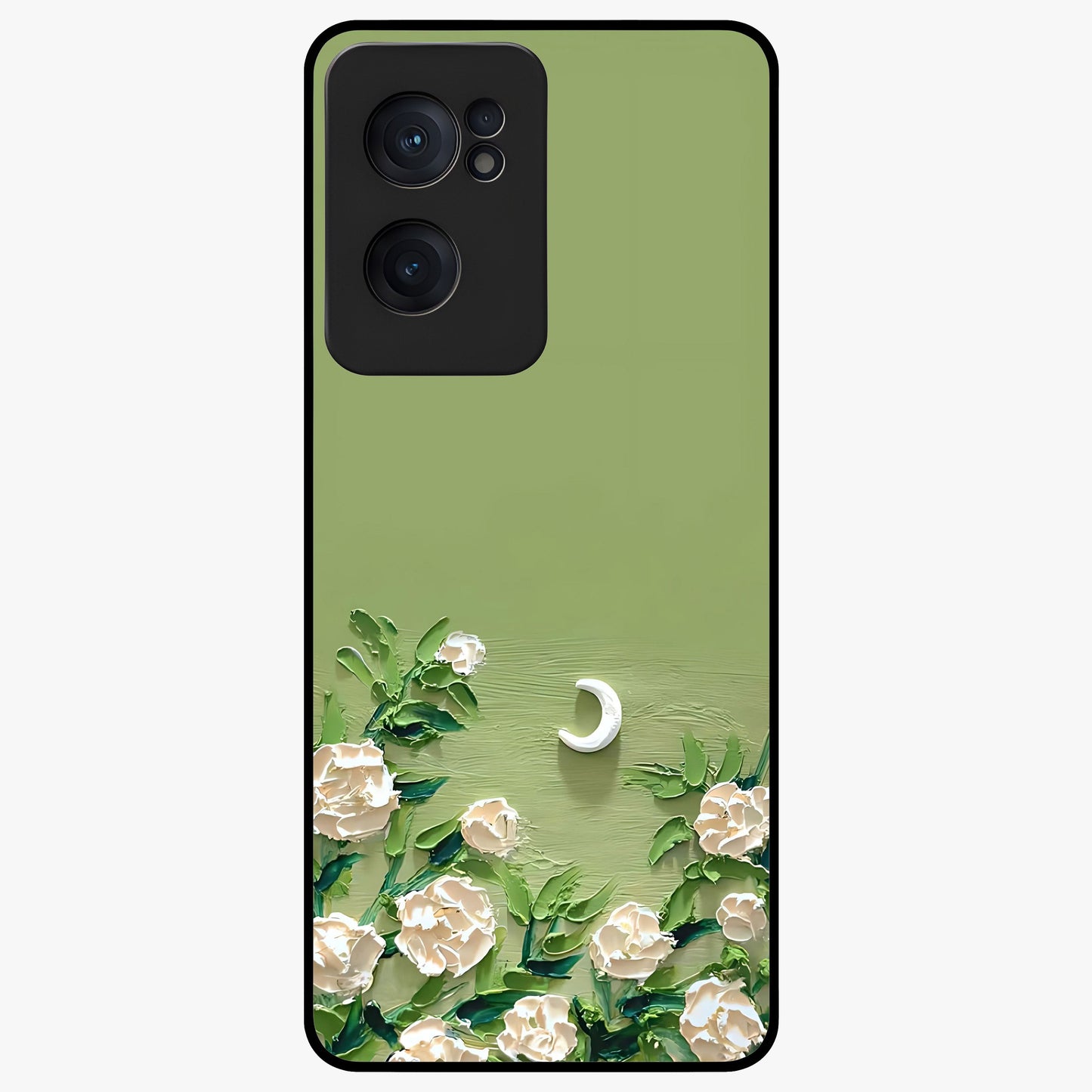 Emerald Bloom Calm Glass Case for 1+Nord CE 2  elegant front view featuring soothing emerald floral artwork