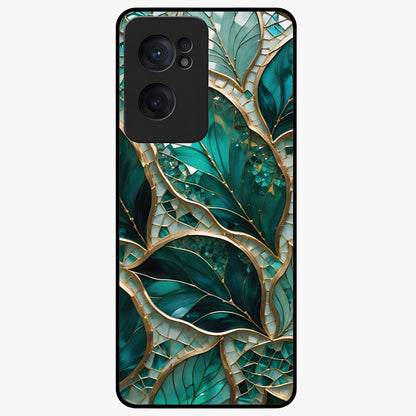 Emerald Leaf Glass Case for 1+Nord CE 2  minimalist front view featuring elegant green leaf artwork