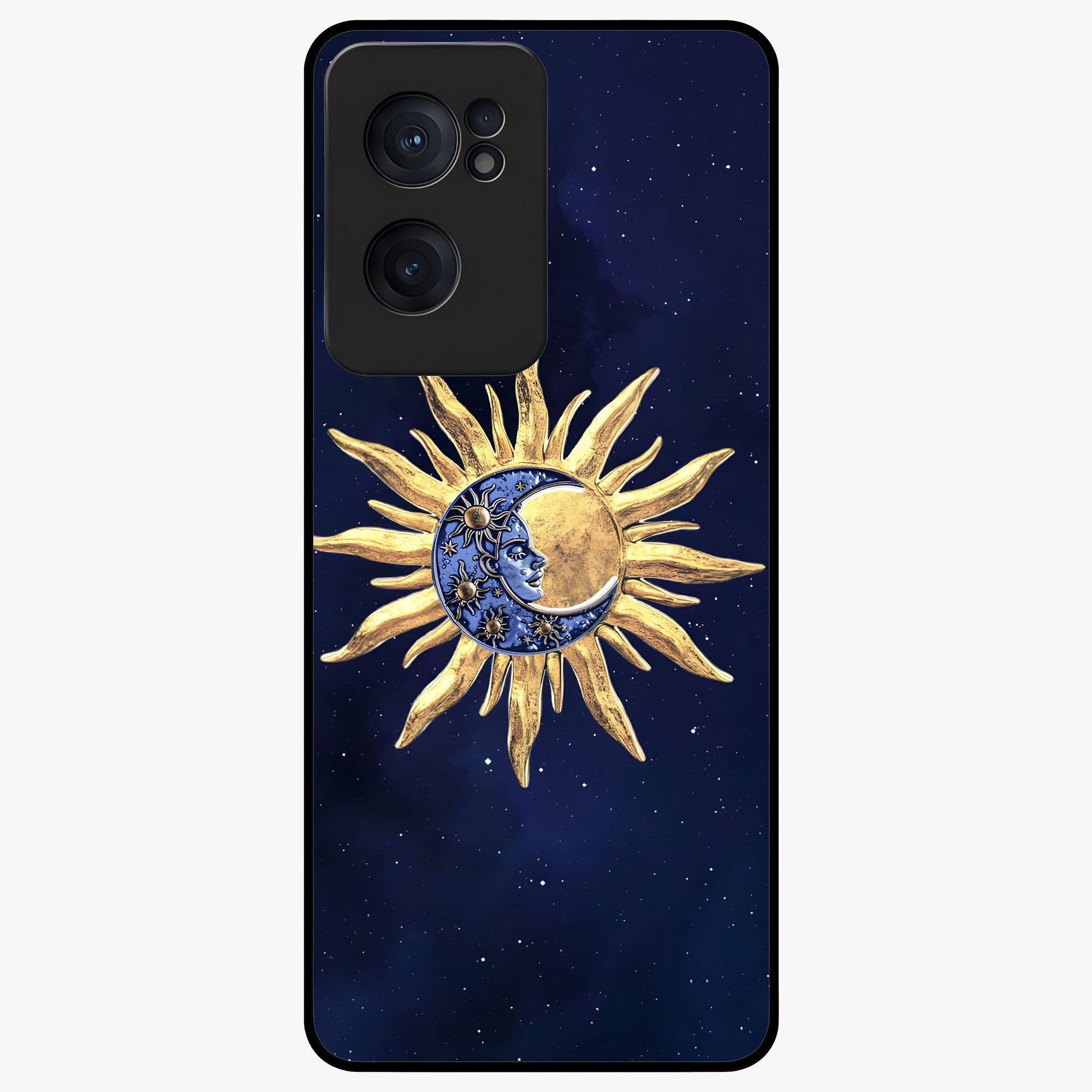 Eternal Cosmic Balance Glass Case for 1+Nord CE 2  artistic front view featuring symmetrical cosmic artwork