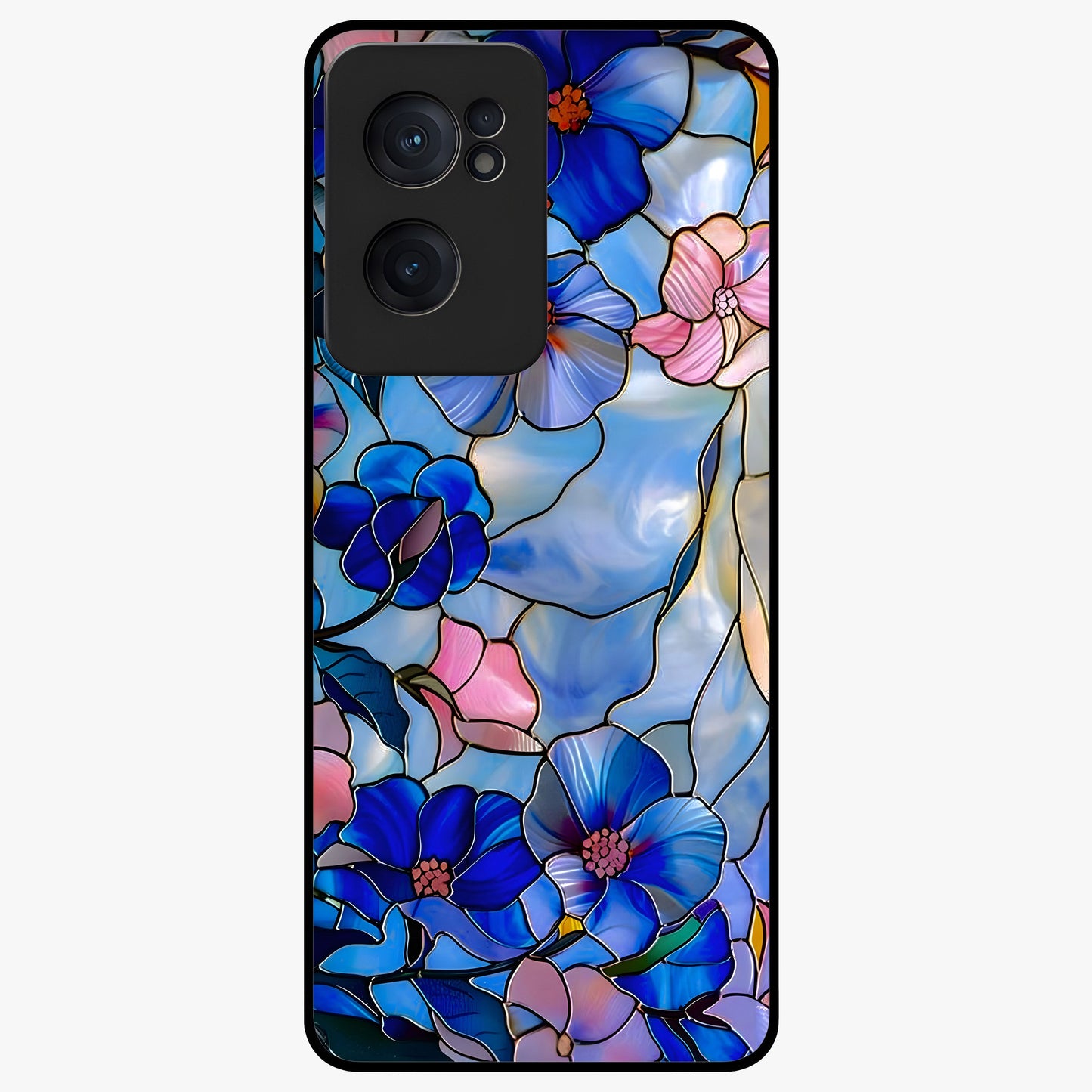 Eternal Floral Stained Glass Case for 1+Nord CE 2  elegant front view featuring stained glass inspired floral artwork