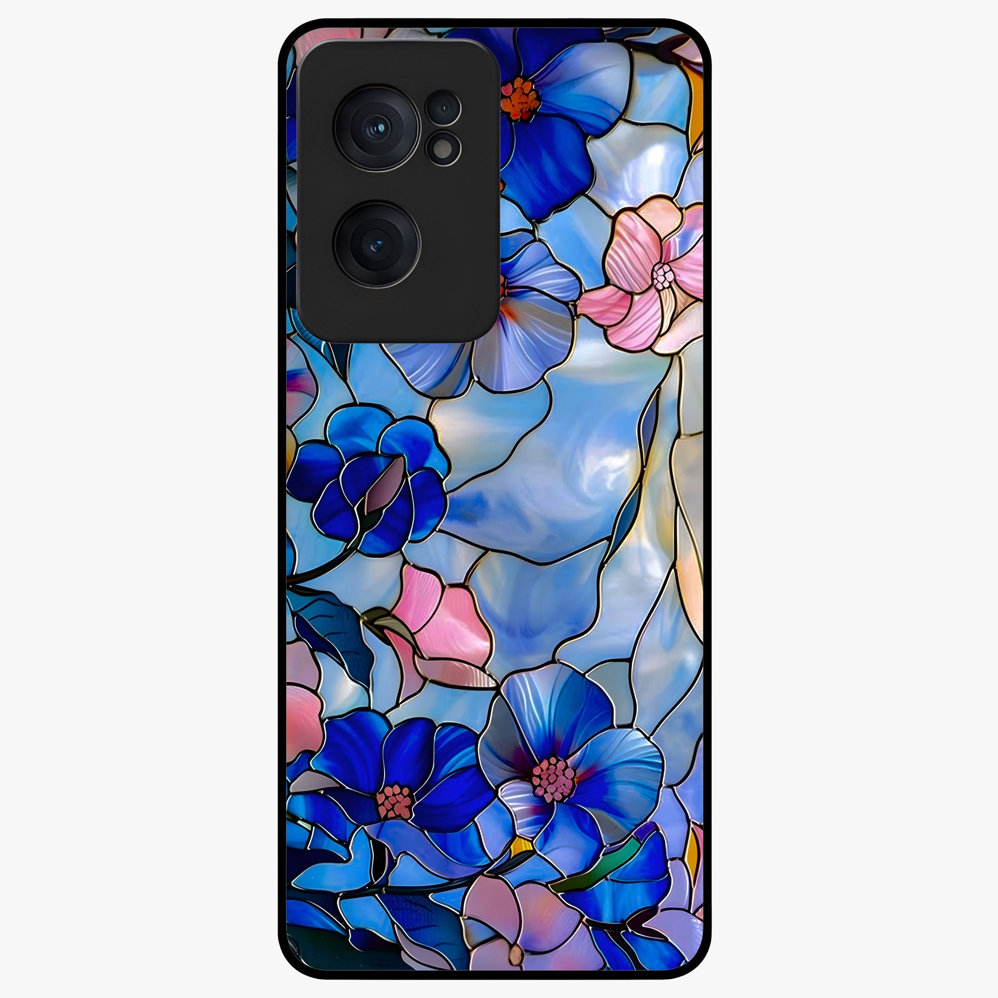 Eternal Floral Stained Glass Case for 1+Nord CE 2  elegant front view featuring stained glass inspired floral artwork