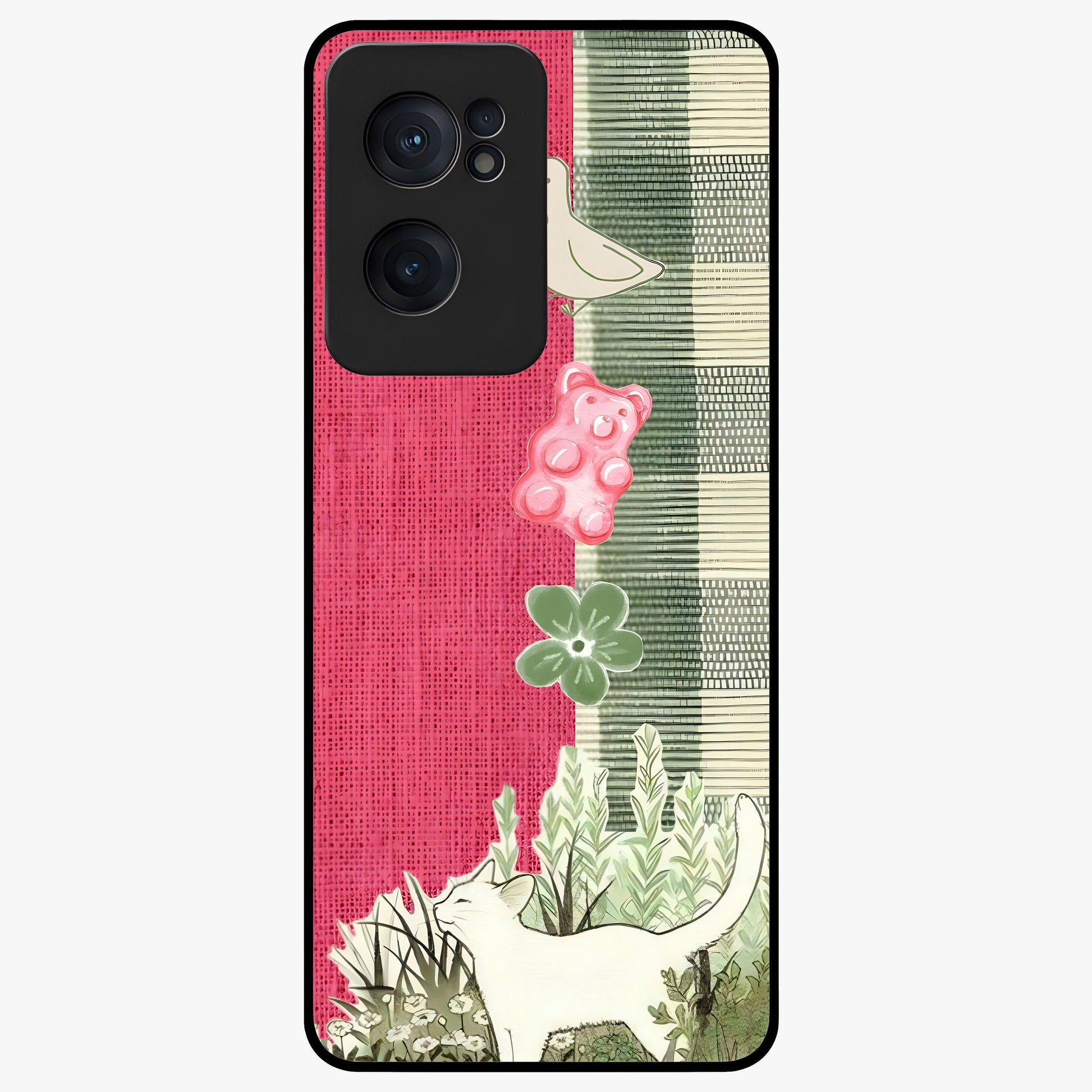 Fabric Patterns Glass Case for 1+Nord CE 2  stylish front view featuring textile inspired pattern artwork
