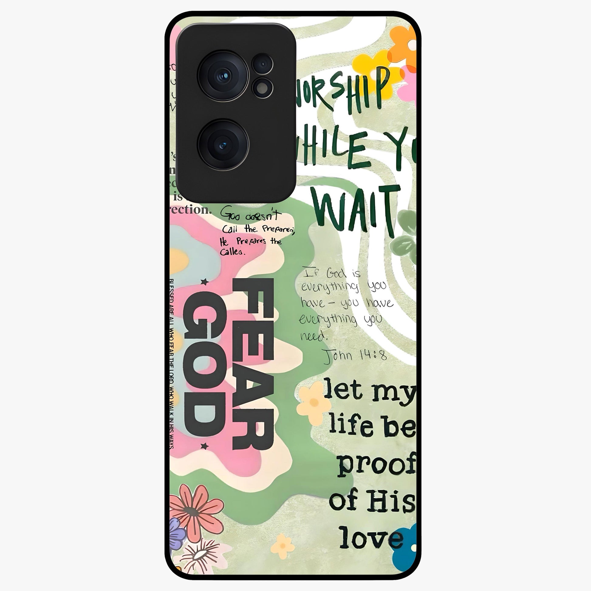 Faith Over Fear Glass Case for 1+Nord CE 2  inspirational front view featuring bold motivational typography artwork