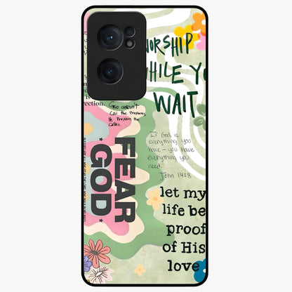 Faith Over Fear Glass Case for 1+Nord CE 2  inspirational front view featuring bold motivational typography artwork