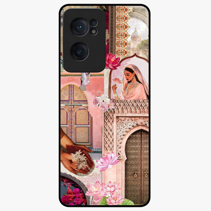Floral Courtyard Muse Glass Case for 1+Nord CE 2  elegant front view featuring artistic courtyard floral artwork