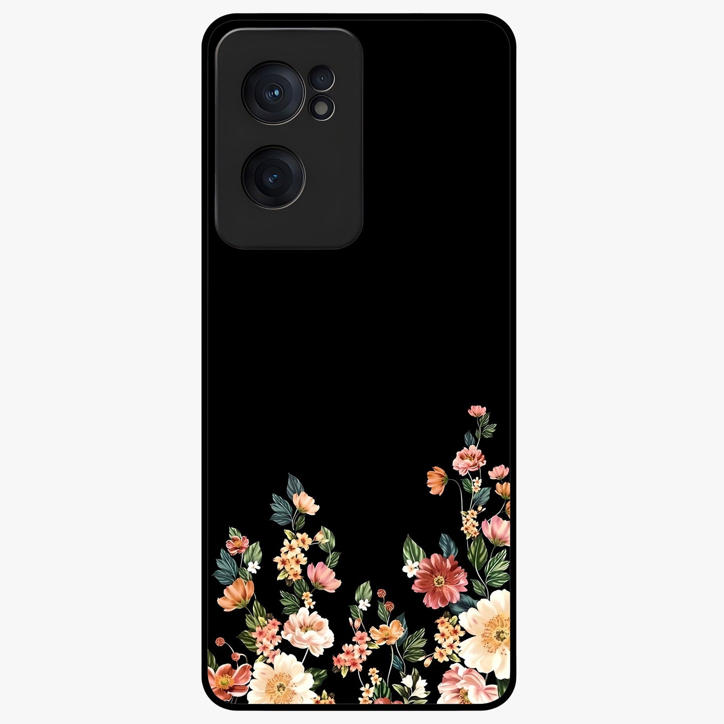 Floral Design With a Custom Personalized Name Glass Case for 1+Nord CE 2  graceful front view featuring floral artwork with personalized name design