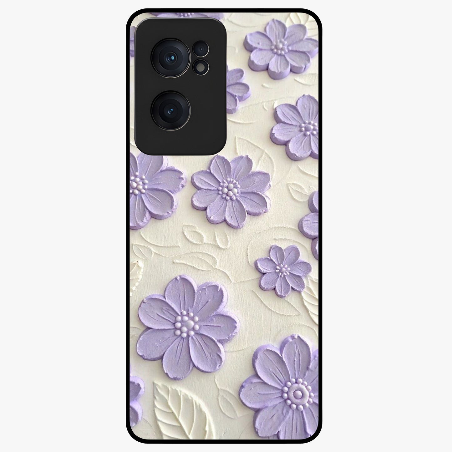 Floral Wall Art With Purple Flowers Glass Case for 1+Nord CE 2  stylish front view featuring purple floral artwork