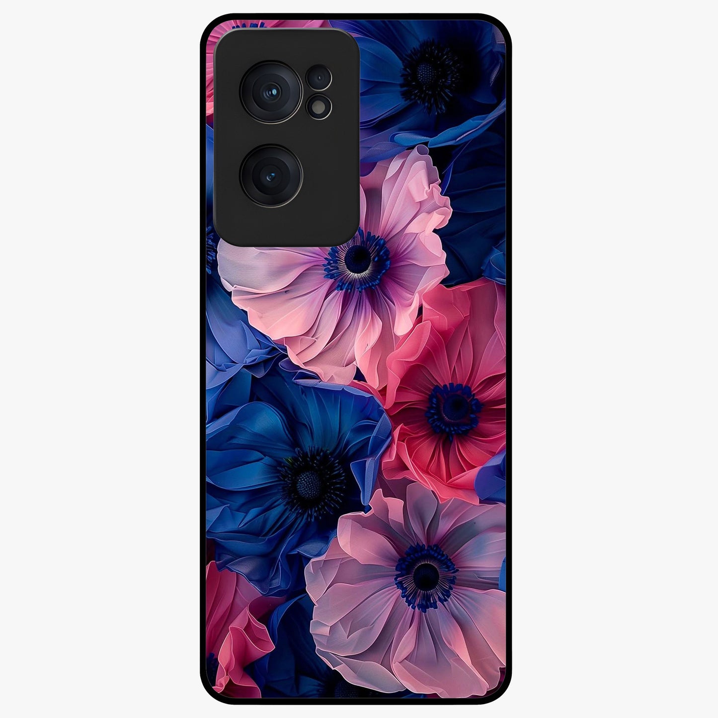 Flower Paper Art Pattern Glass Case for 1+Nord CE 2  creative front view featuring layered paper style floral artwork