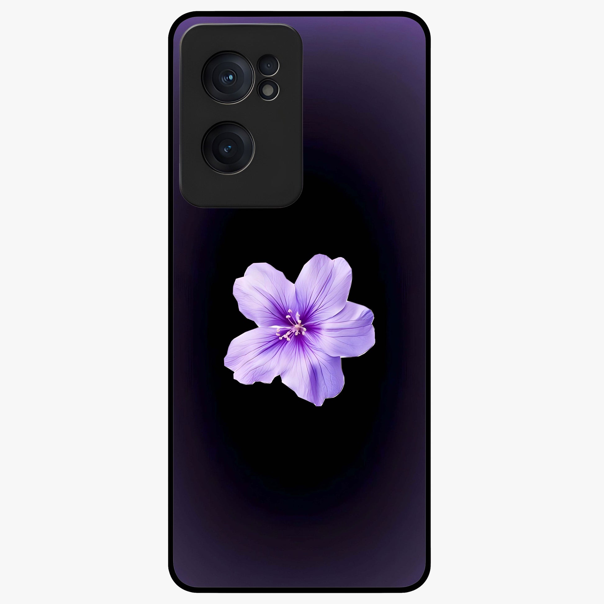 Flower on Soft Violet Gradient Glass Case for 1+Nord CE 2  elegant front view featuring floral artwork over smooth violet gradient