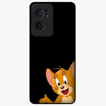 Forever Chasing Love Jerry Glass Case for 1+Nord Ce 2  adorable front view featuring playful cartoon love artwork