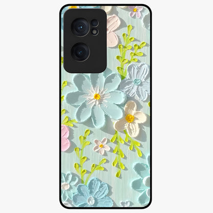 Frosted Petal Garden Glass Case for 1+Nord CE 2  soft front view featuring delicate floral artwork with frosted aesthetic tones
