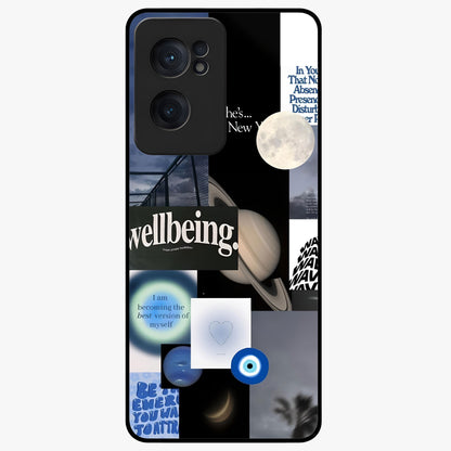 Galactic Energy Collage Glass Case for 1+Nord CE 2  artistic front view featuring layered cosmic collage artwork