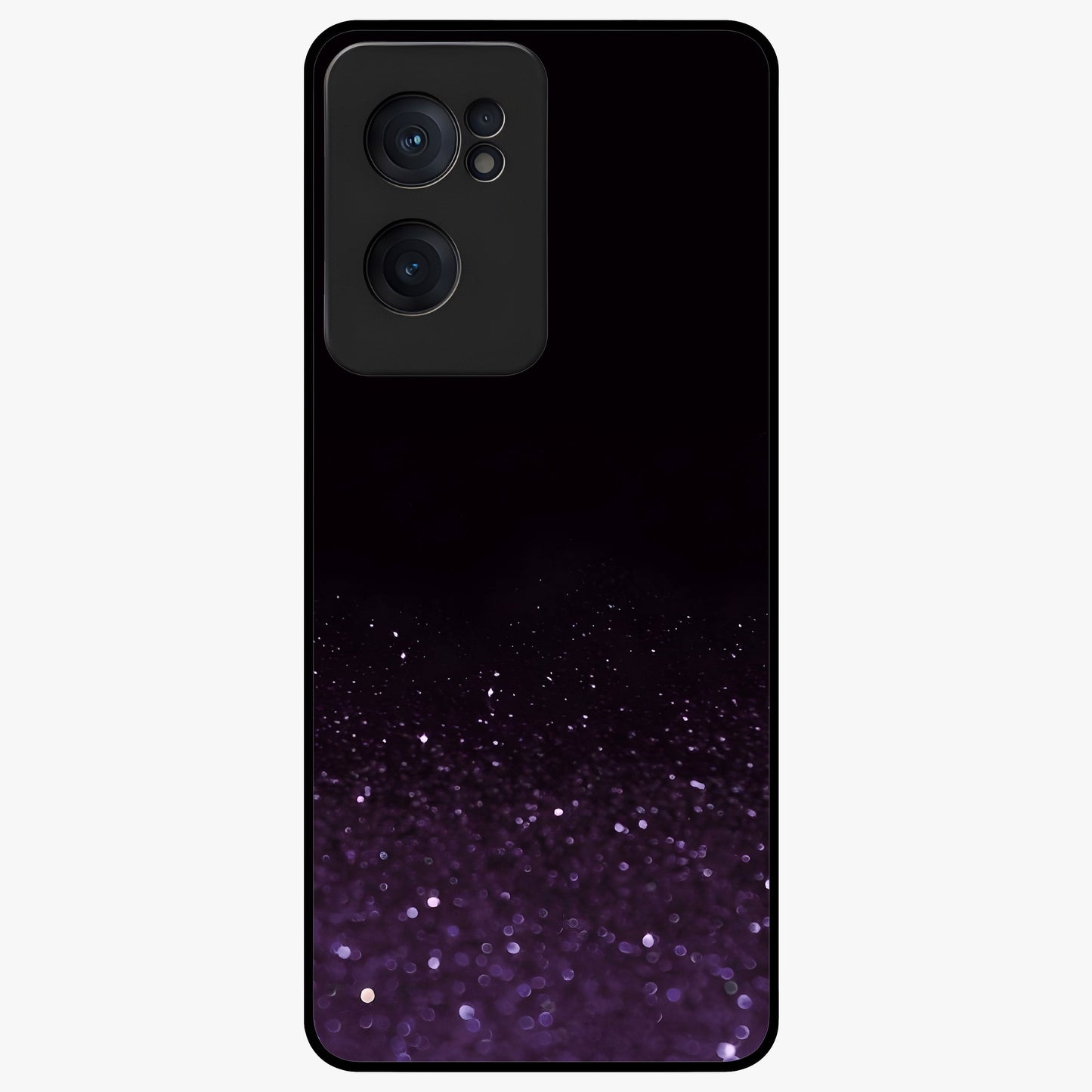Glittery Purple Bokeh Glass Case for 1+Nord CE 2  vibrant front view featuring sparkling purple bokeh artwork