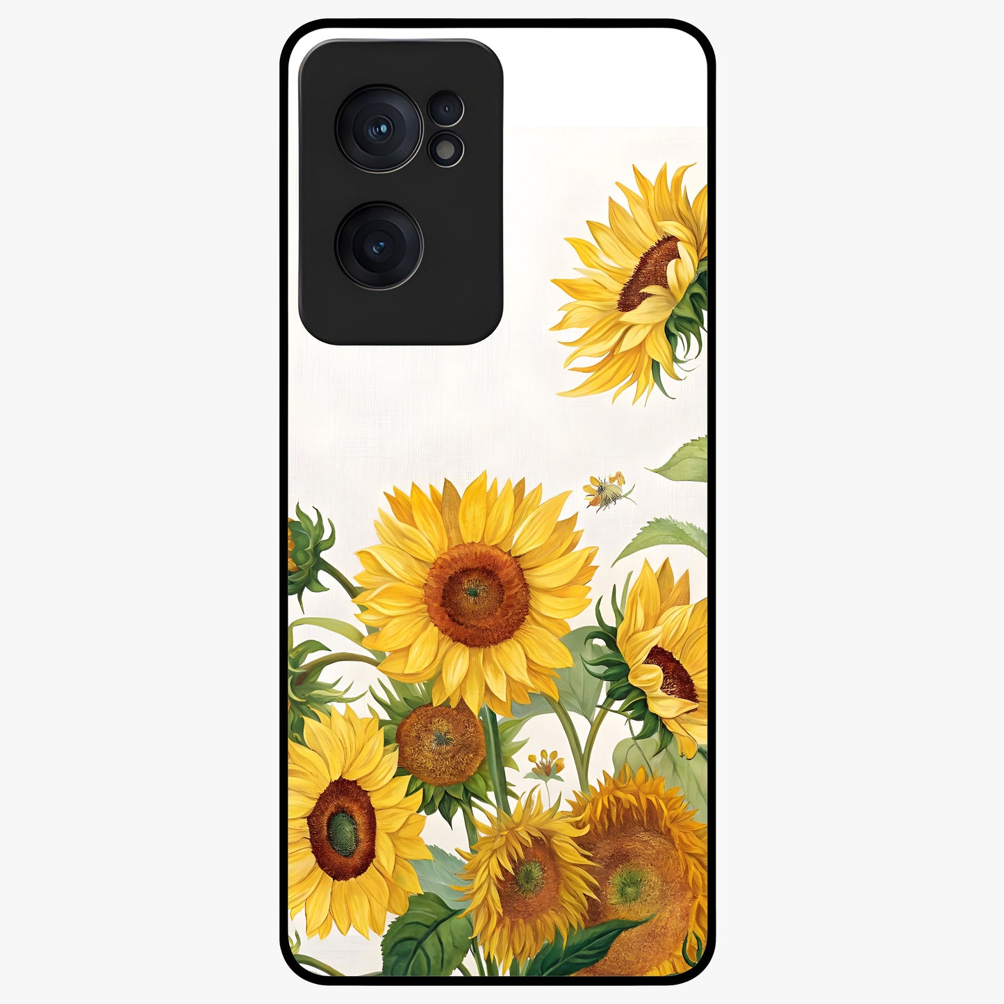 Golden Bloom Fields Glass Case for 1+Nord CE 2  serene front view featuring glowing floral field artwork