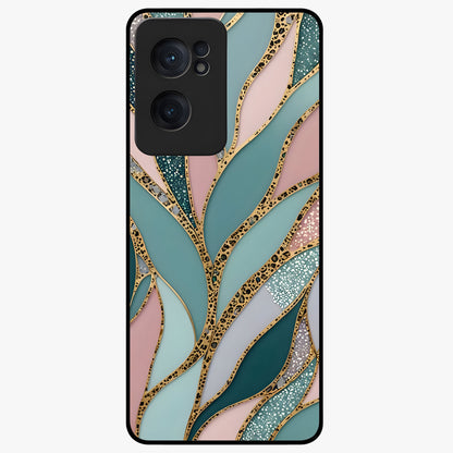 Golden Leaf Dreams Glass Case for 1+Nord CE 2  elegant front view featuring shimmering golden leaf artwork