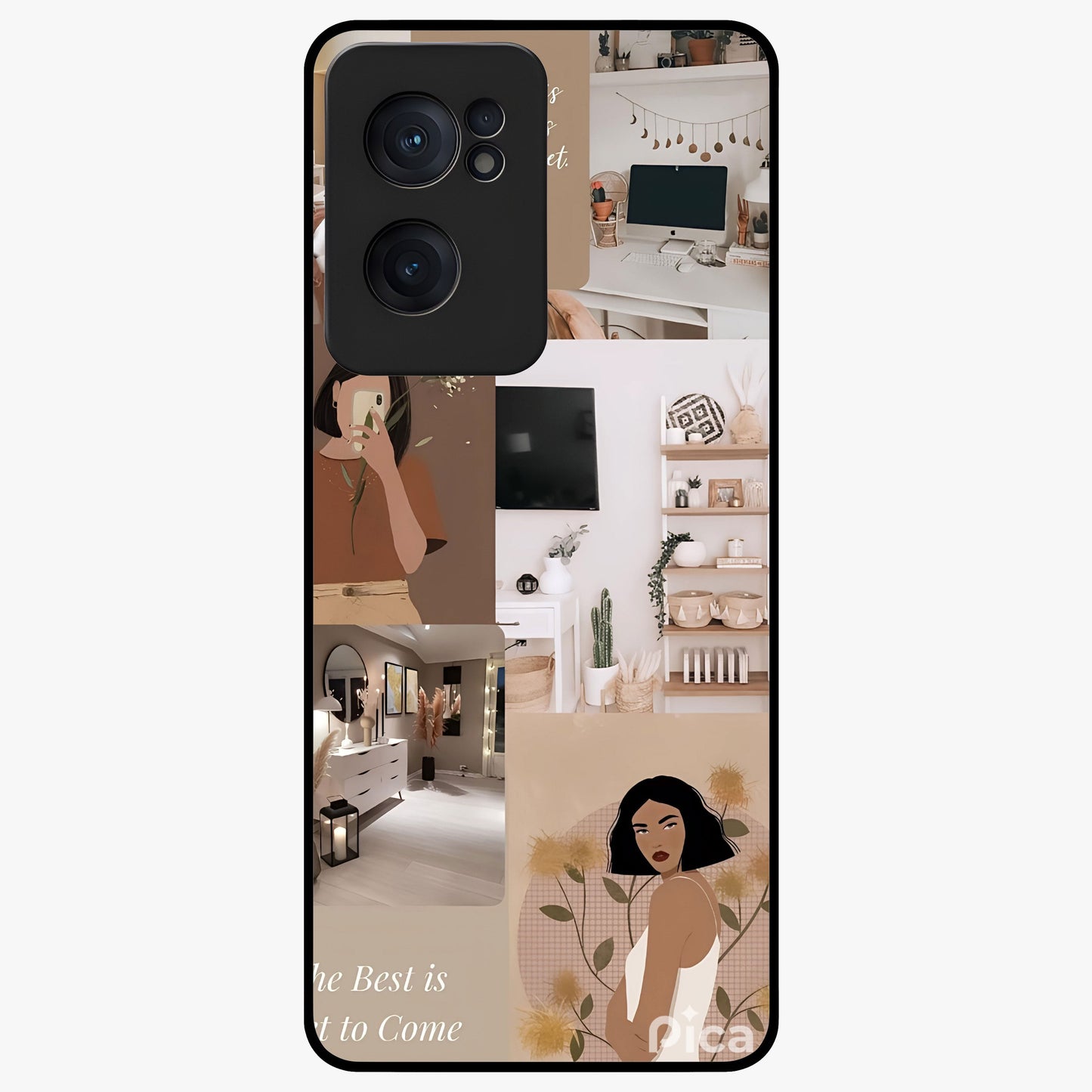 Golden Mind Moment Glass Case for 1+Nord CE 2  artistic front view featuring abstract golden inspired artwork