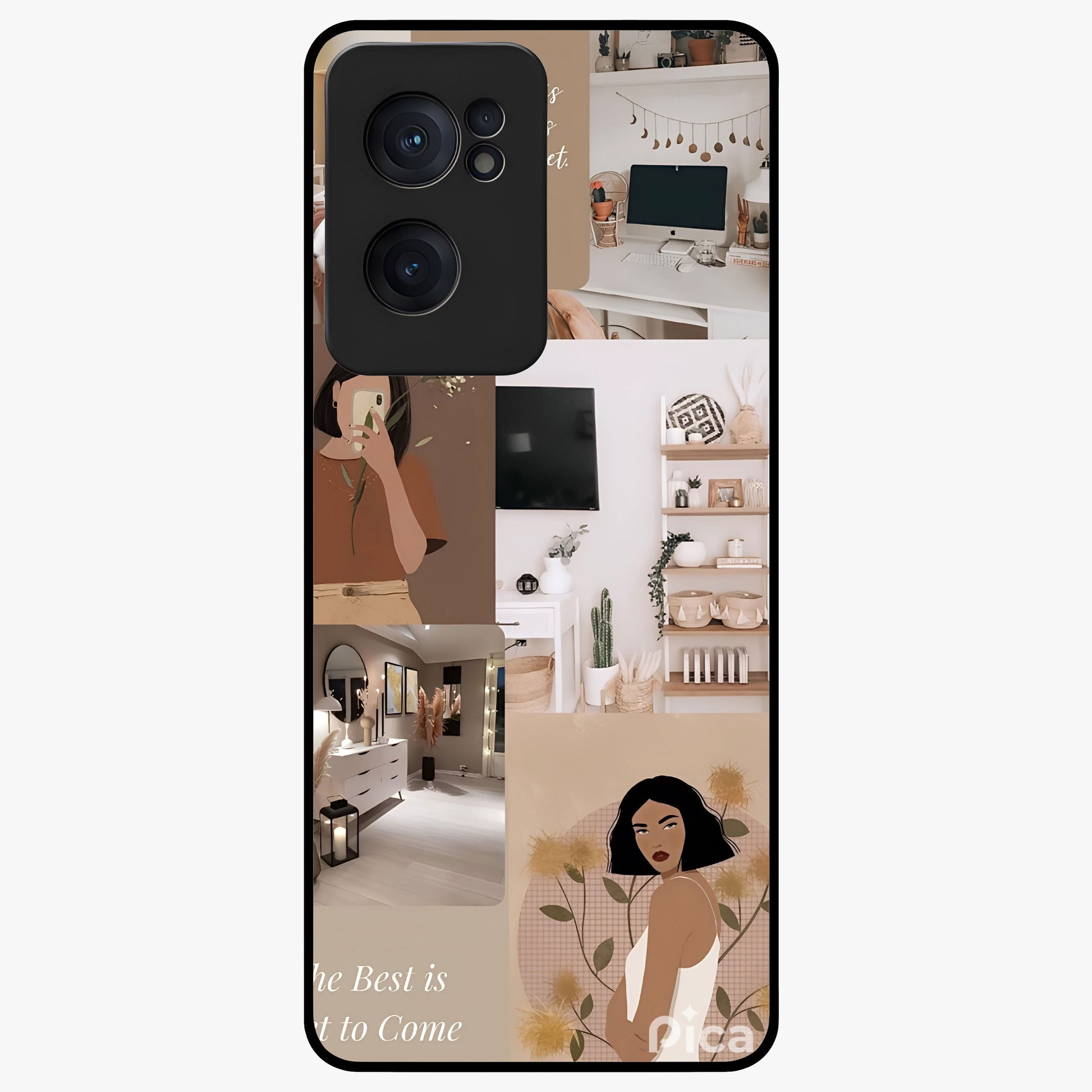 Golden Mind Moment Glass Case for 1+Nord CE 2  artistic front view featuring abstract golden inspired artwork