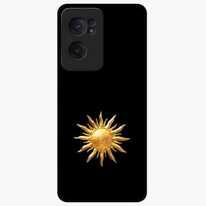 Golden Sun Minimalism Glass Case for 1+Nord CE 2  clean front view featuring minimalist golden sun artwork