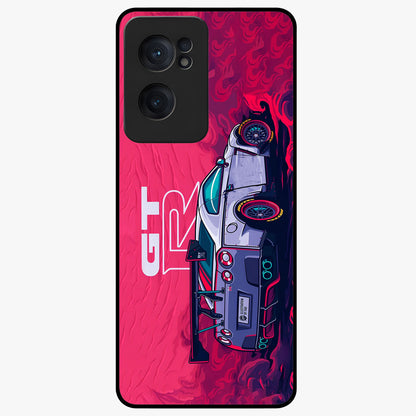 Gt R Car Pattern Glass Case for 1+Nord CE 2  bold front view featuring performance car inspired pattern artwork