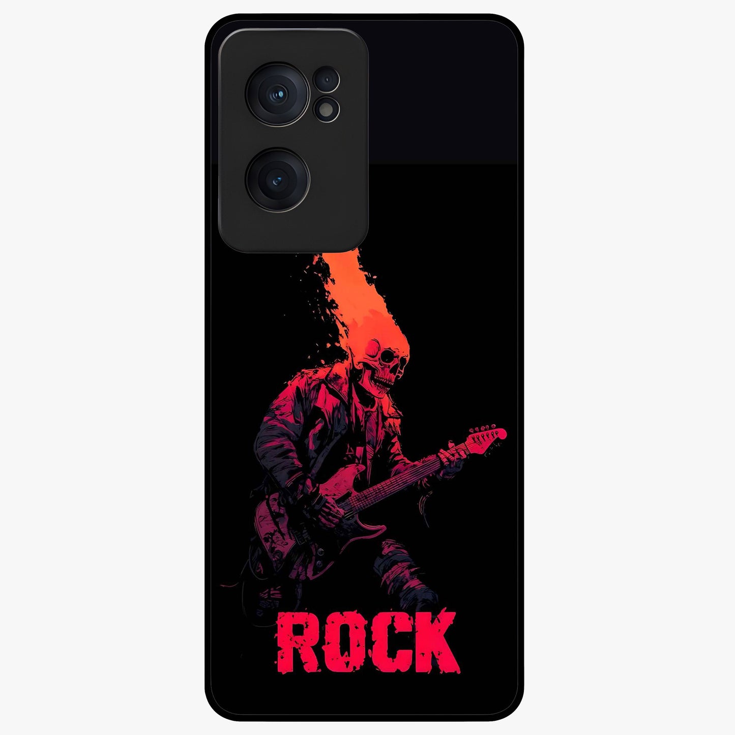 Hellfire Rock Anthem Glass Case for 1+Nord CE 2  showing full back design in clean flat view with fiery rock-inspired artwork and glossy glass finish.