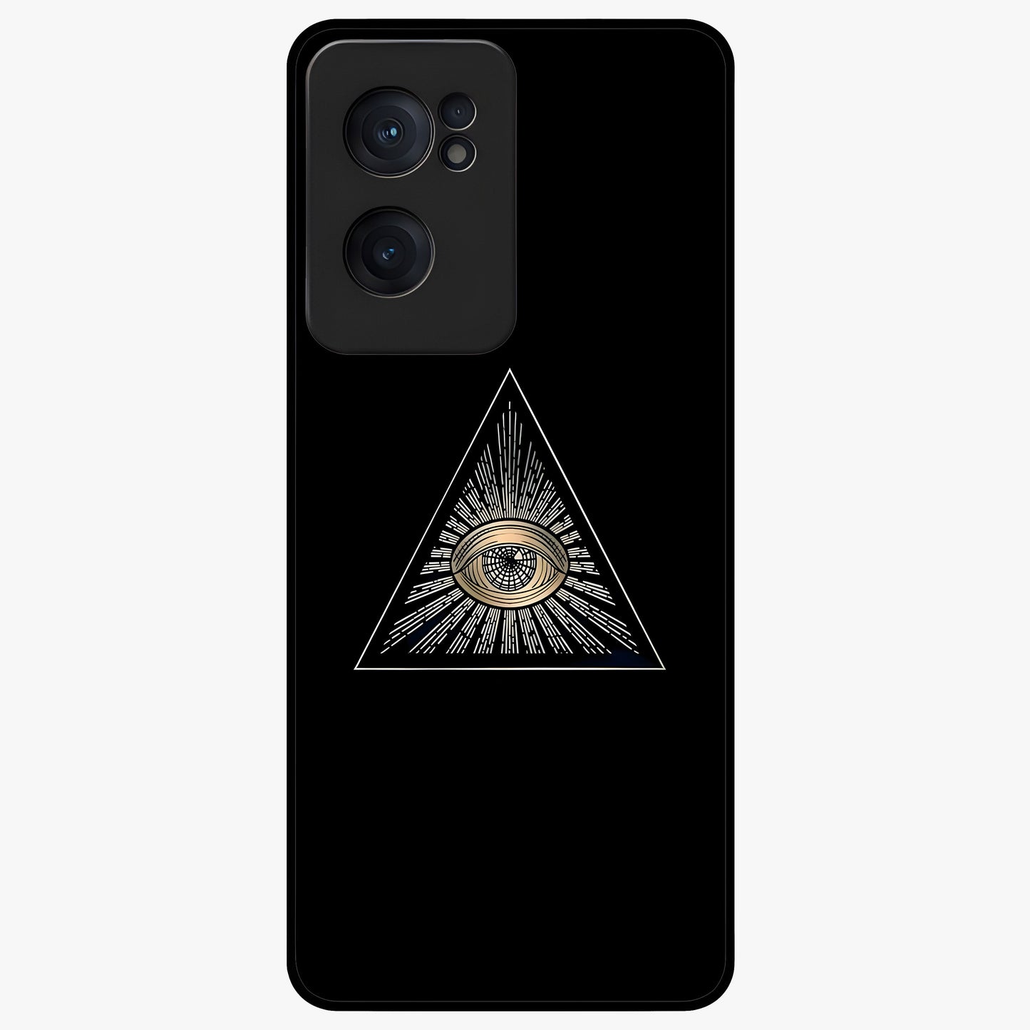 Illuminati Evil Glass Case for 1+Nord CE 2  showing full back design in clean flat view with bold symbolic artwork and glossy glass finish.