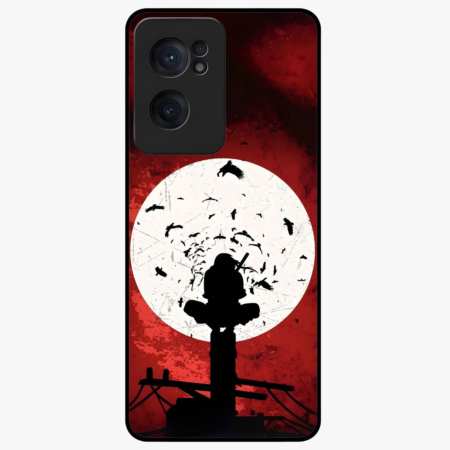 Itachi Limited Edition Naruto Anime Case Glass Case for 1+Nord CE 2  bold front view featuring intense anime character artwork