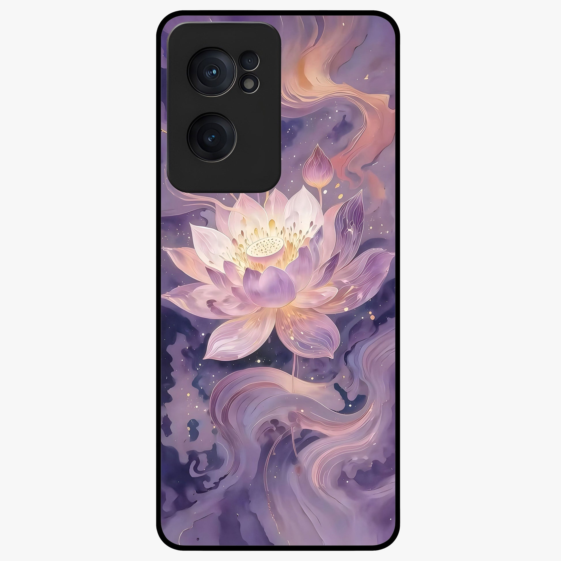 Lavender Lotus Muse Glass Case for 1+Nord CE 2  elegant front view featuring lotus artwork in calming lavender tones
