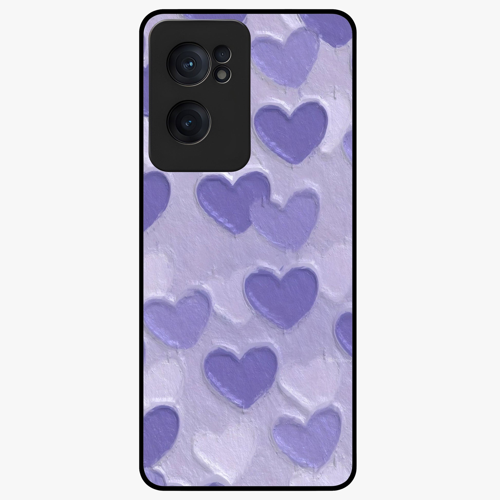 Lavender Paper Hearts Glass Case for 1+Nord CE 2  cute front view featuring layered heart artwork in soft lavender tones