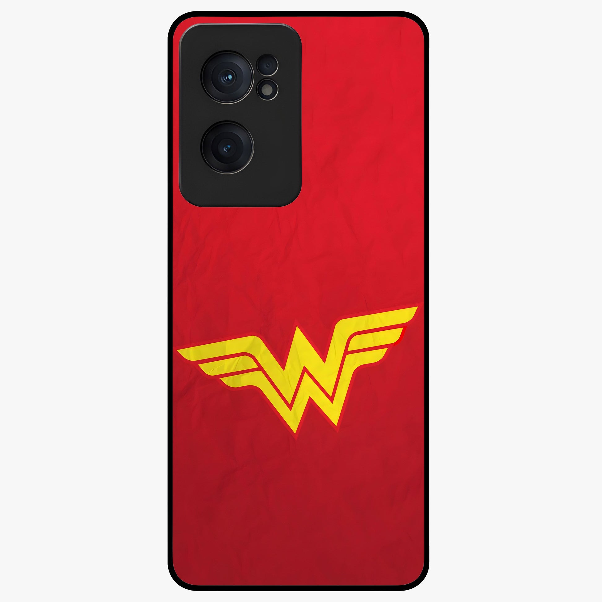 Legendary Wonder Power Glass Case for 1+Nord CE 2  dynamic front view featuring bold superhero inspired artwork