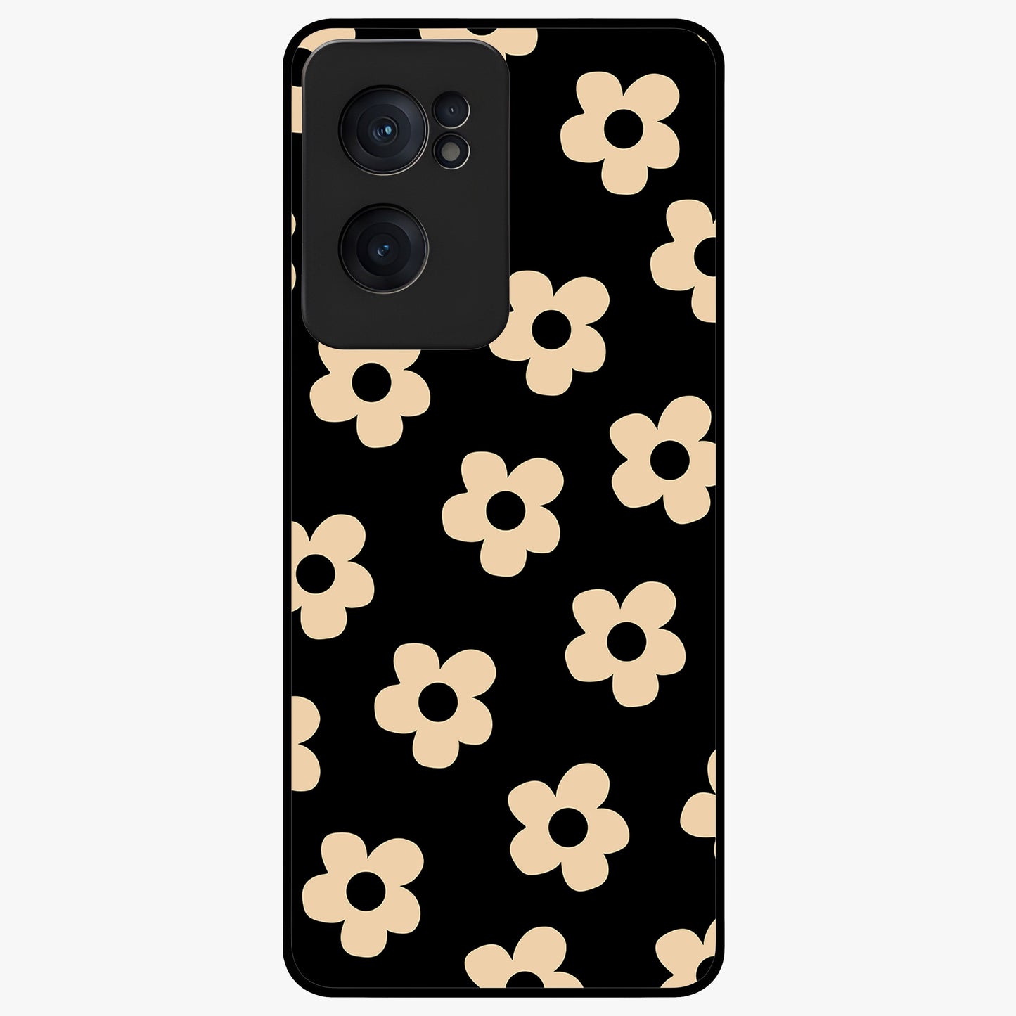 Little Daisy Flower Retro Pattern Glass Case for 1+Nord CE 2  cheerful front view featuring retro daisy floral pattern artwork